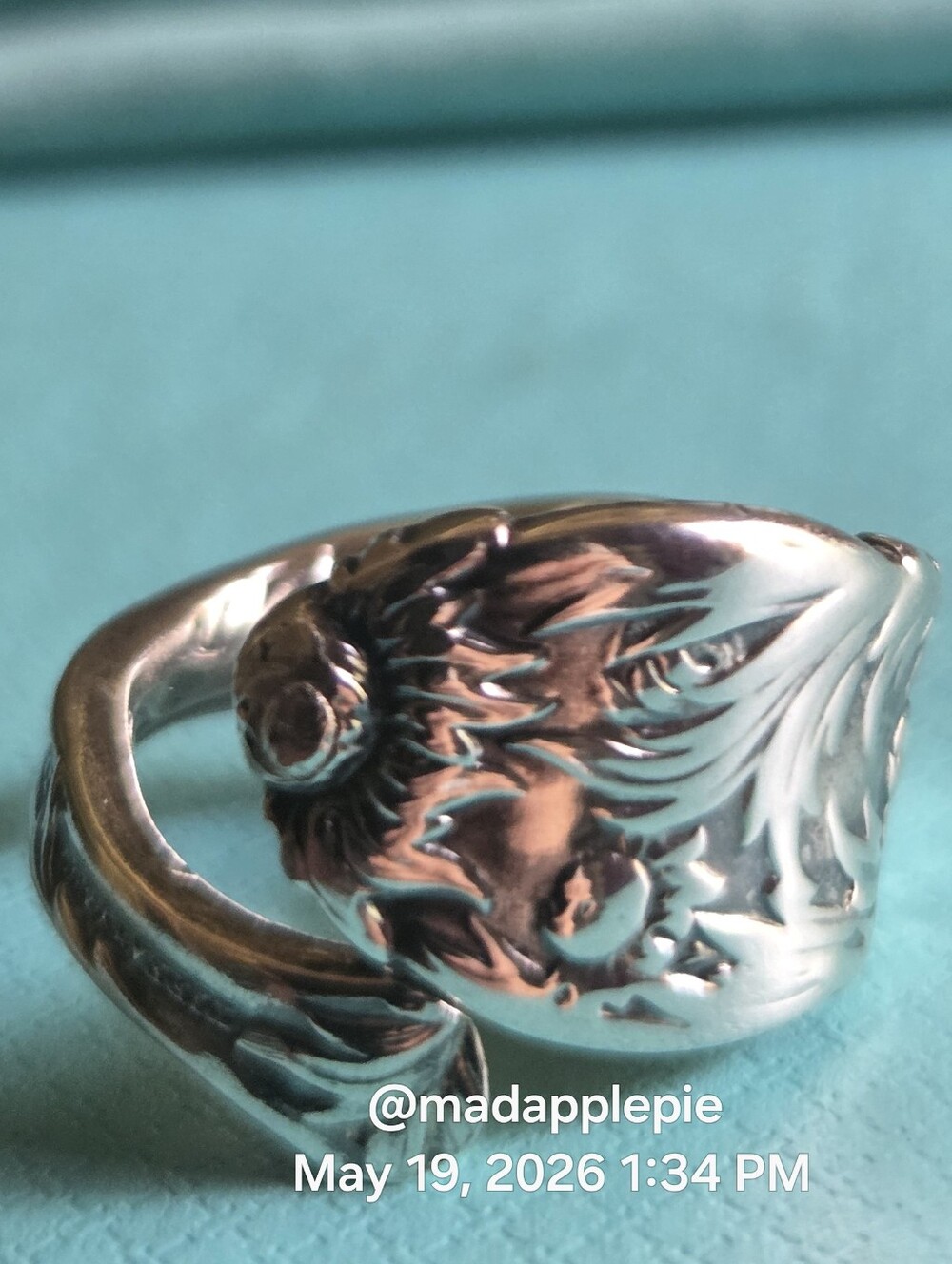 1880 Tiffany & Company Chrysanthemum Spoon Ring in Sterling Silver Luxury #89